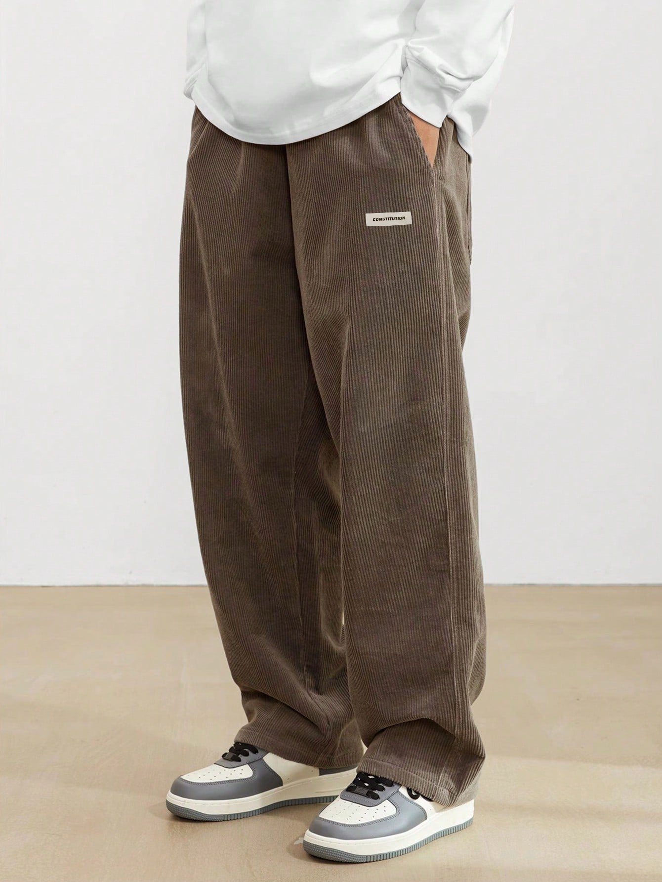 Manfinity Losse pasvorm Heren Corduroy Broeken Met Schuine zakken