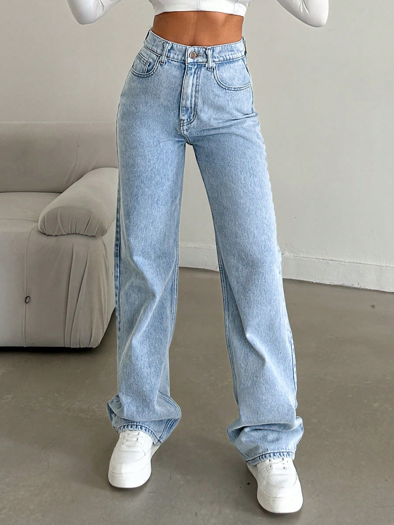 SHEIN DAMES MID-TAILLE RECHTE JEANS