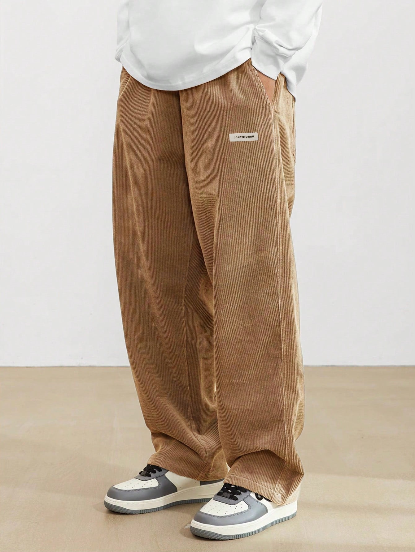 Manfinity Losse pasvorm Heren Corduroy Broeken Met Schuine zakken