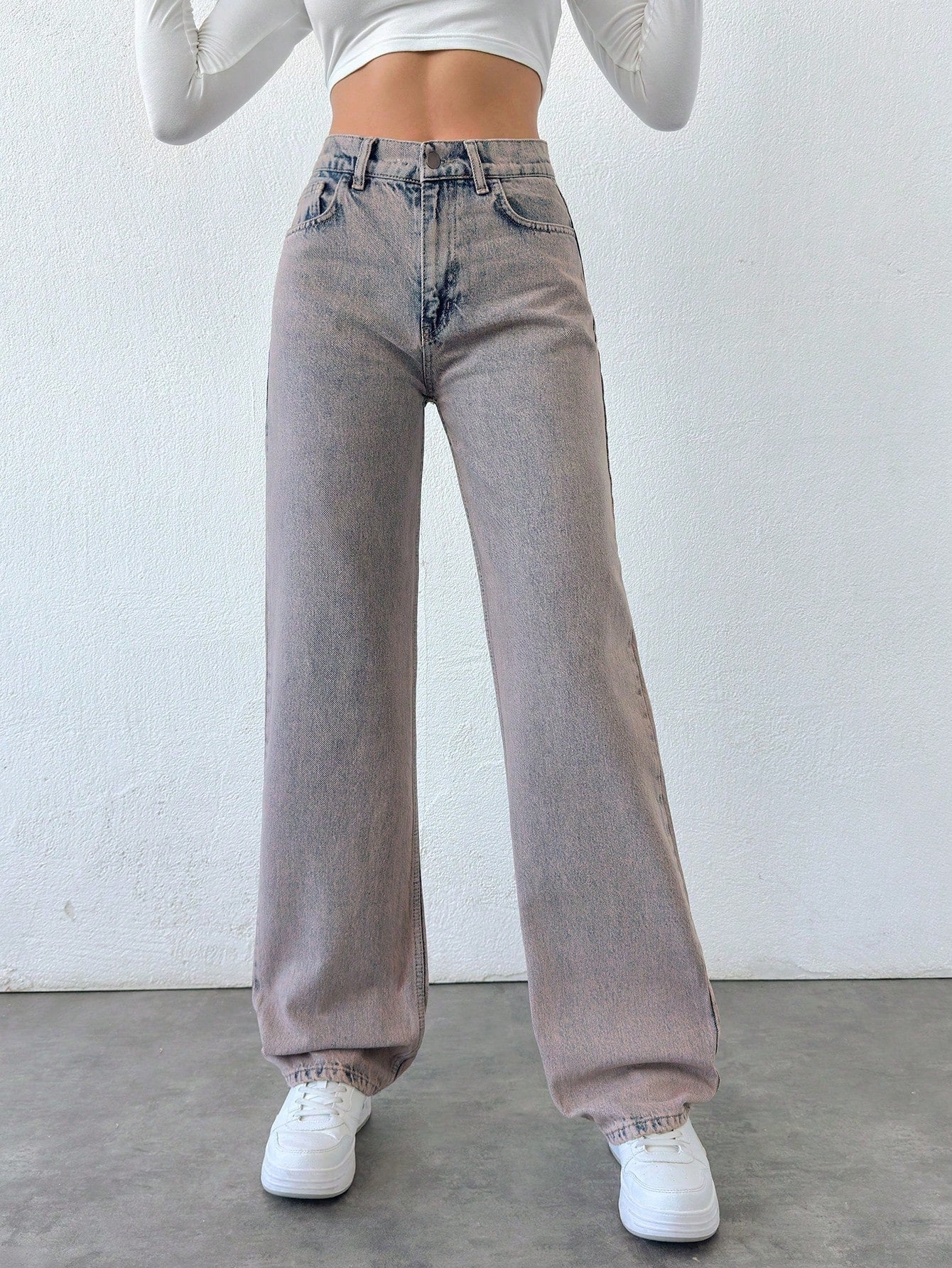 SHEIN DAMES MID-TAILLE RECHTE JEANS