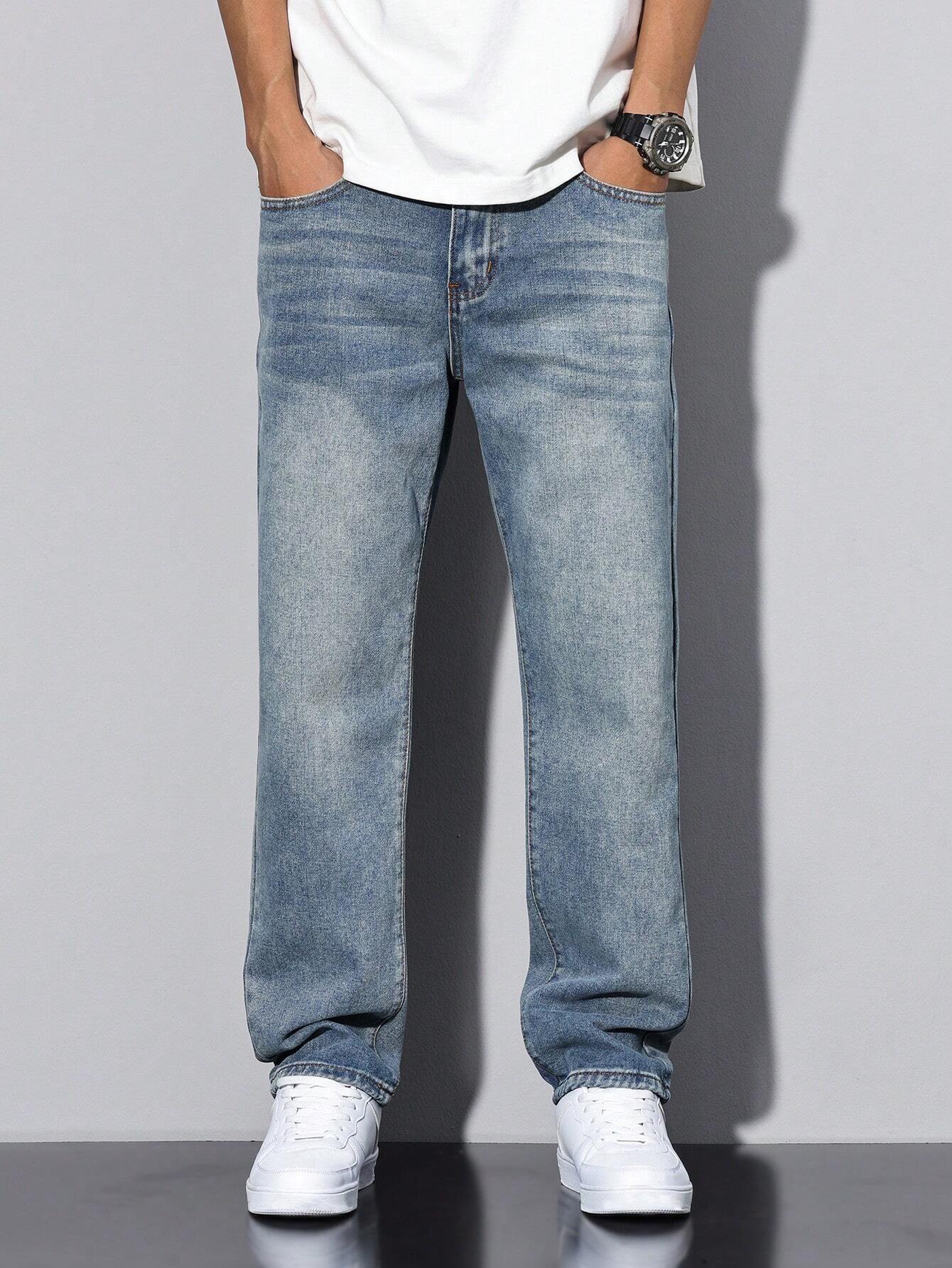 Manfinity RivetRise Herenjeans met versleten wassing