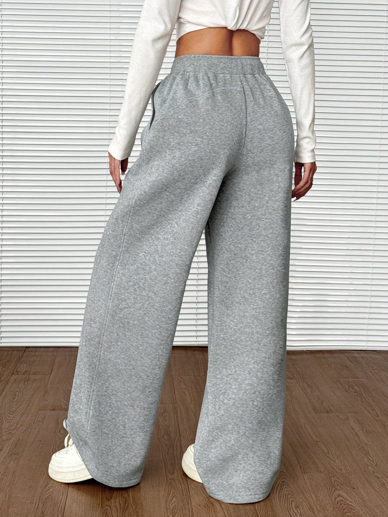 SHEIN EZwear Dames effen kleur elastische taille losse casual joggingbroek