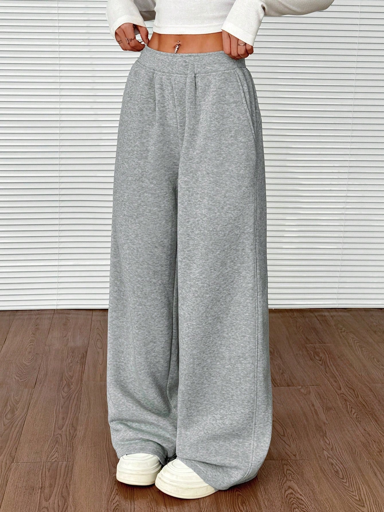 SHEIN EZwear Dames effen kleur elastische taille losse casual joggingbroek