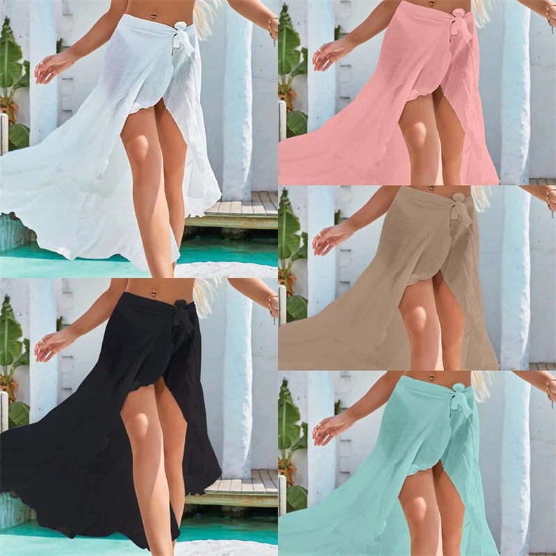 Sexy Style Women Solid Pareo Beach Bikini Cover Up
