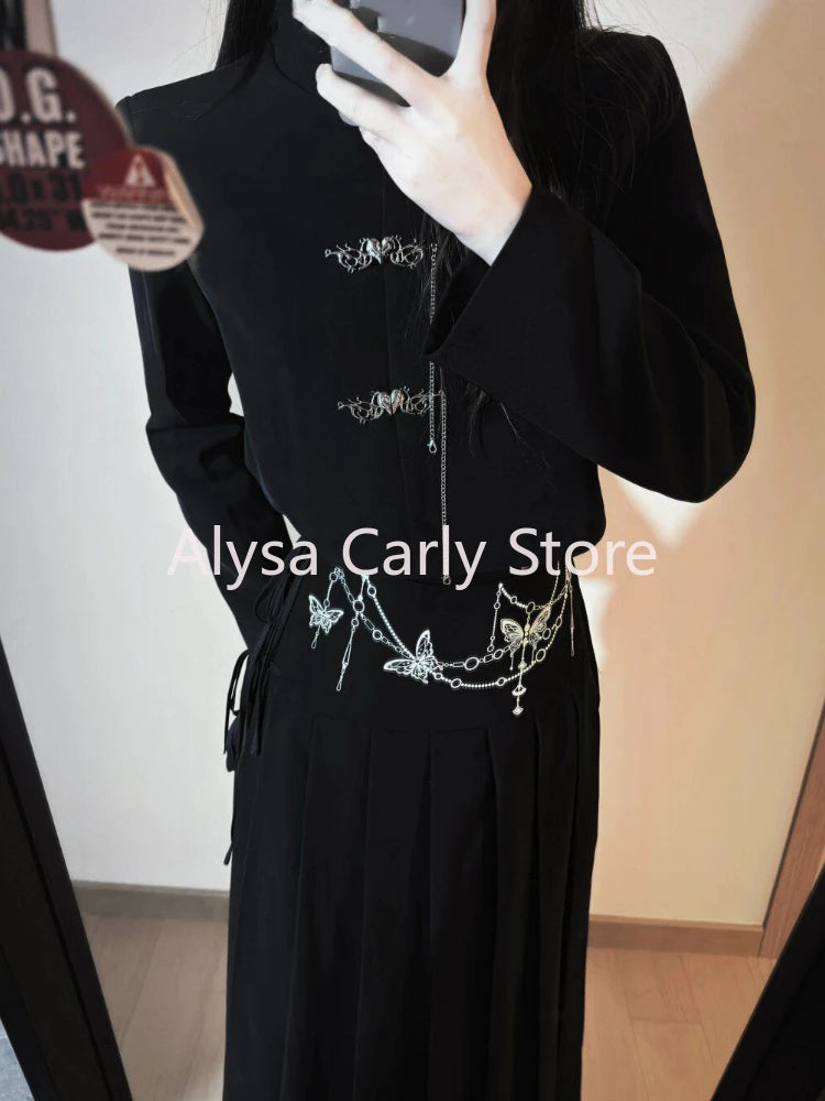 Vintage Cheongsam Women Button Crop Coat