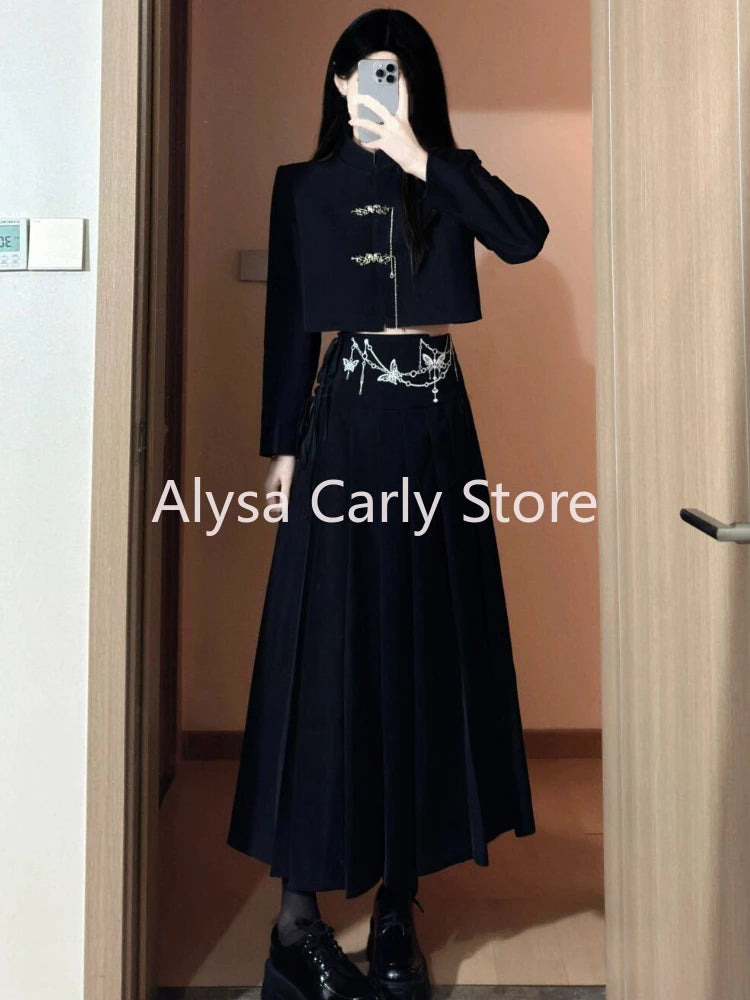 Vintage Cheongsam Women Button Crop Coat