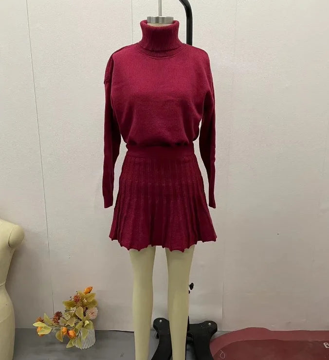 Elegant French Knitt Skirt Two Piece Set