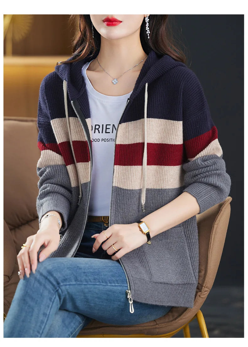 Zipper Knitted Cardigan Sweater Outer Wear
