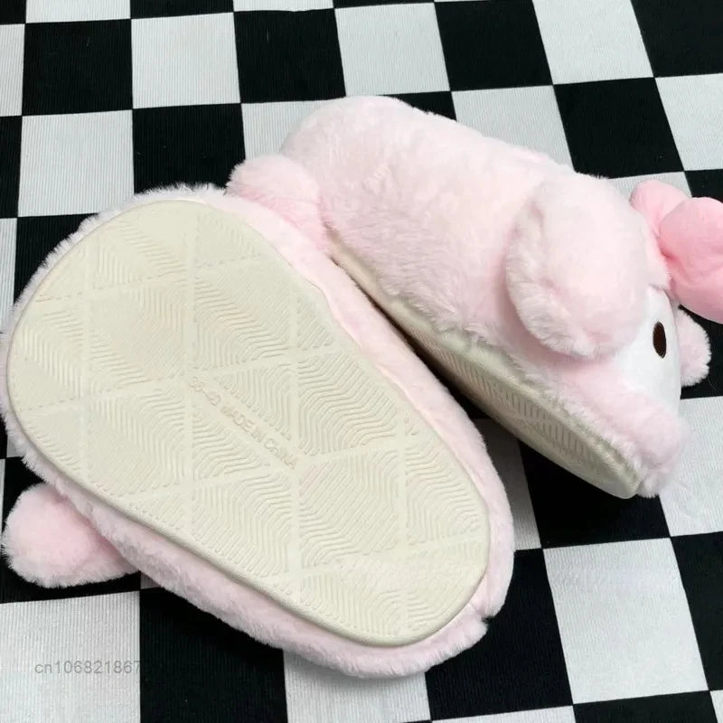 Cartoon Sanrioed Kuromi Kitty Y2K Plush Slippers
