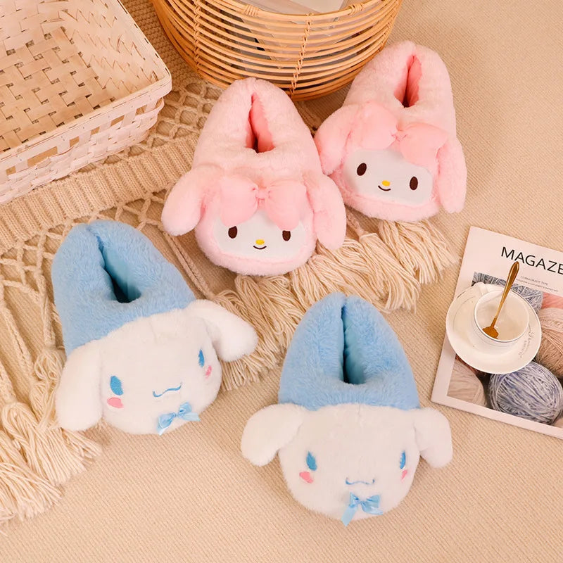 Cartoon Sanrioed Kuromi Kitty Y2K Plush Slippers