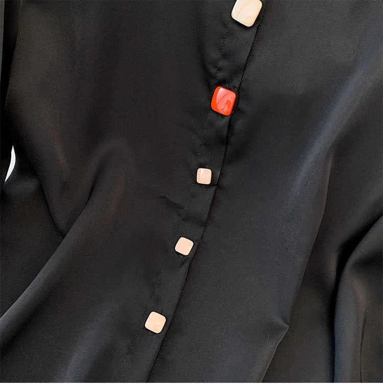 women's white and black solid color shirt elastic
