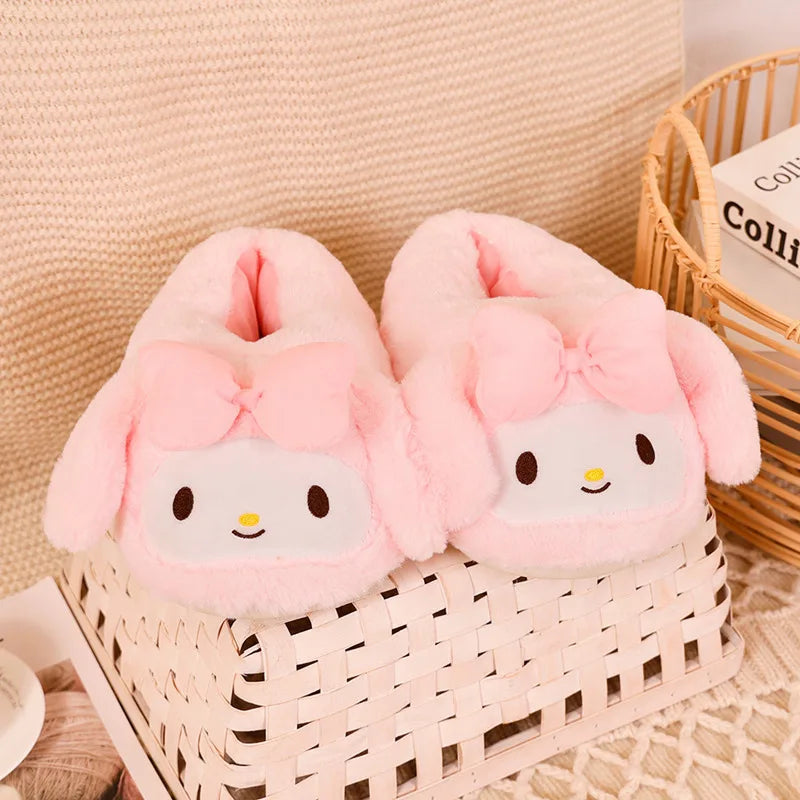 Cartoon Sanrioed Kuromi Kitty Y2K Plush Slippers