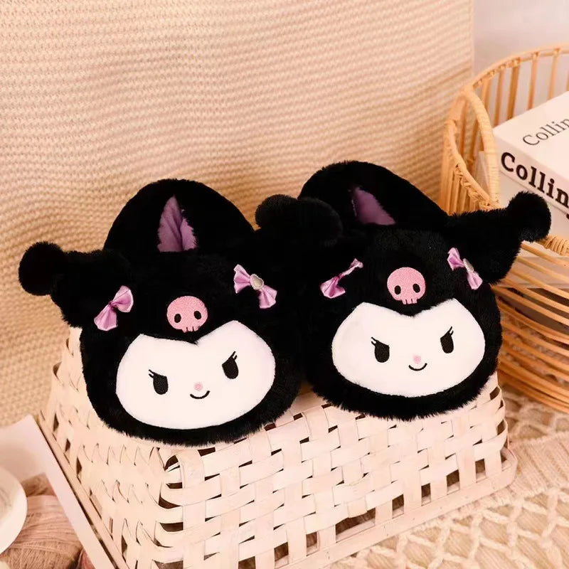 Cartoon Sanrioed Kuromi Kitty Y2K Plush Slippers
