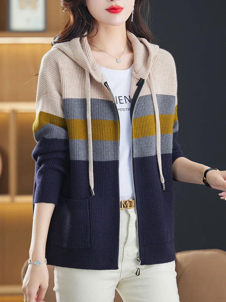 Zipper Knitted Cardigan Sweater Outer Wear