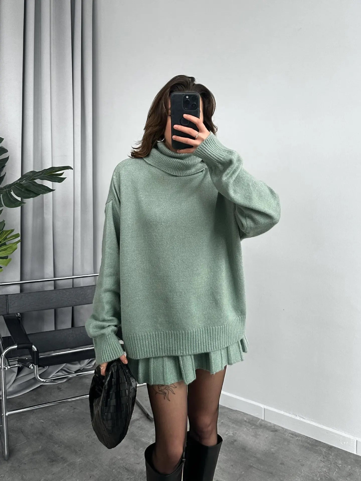 Elegant French Knitt Skirt Two Piece Set