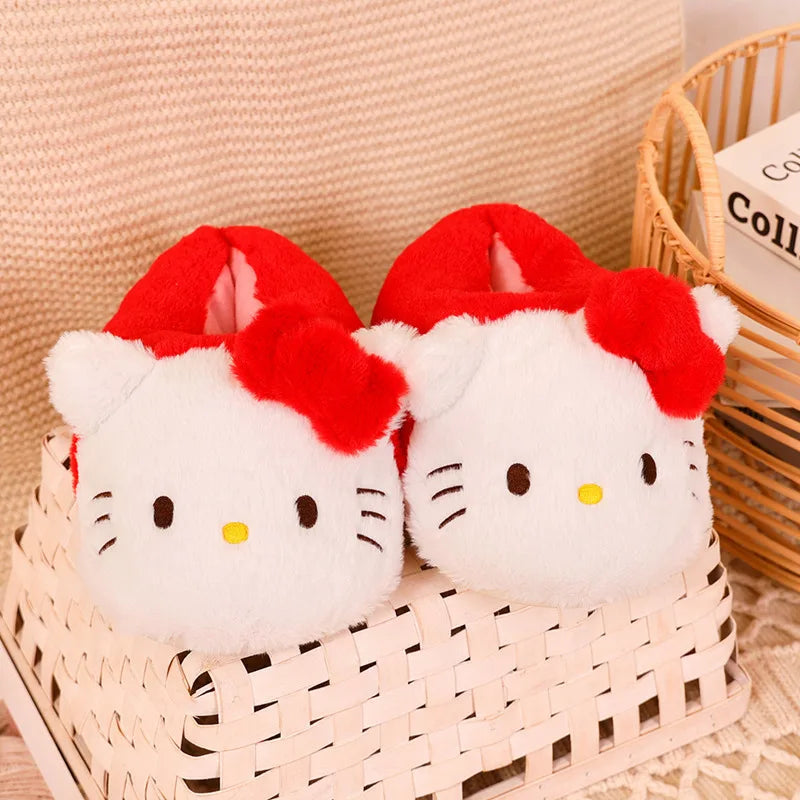 Cartoon Sanrioed Kuromi Kitty Y2K Plush Slippers