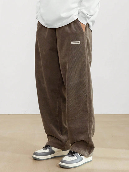 Manfinity Losse pasvorm Heren Corduroy Broeken Met Schuine zakken