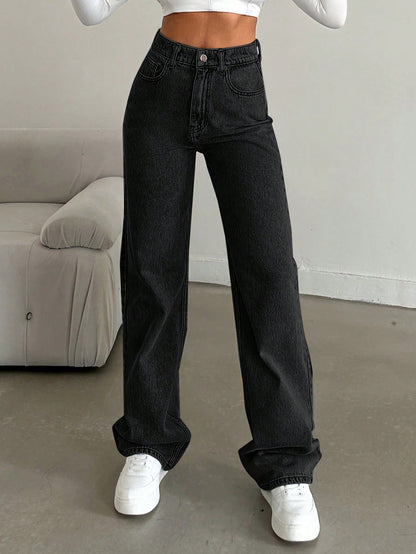 SHEIN DAMES MID-TAILLE RECHTE JEANS
