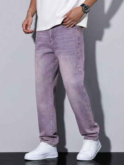 Manfinity RivetRise Herenjeans met versleten wassing