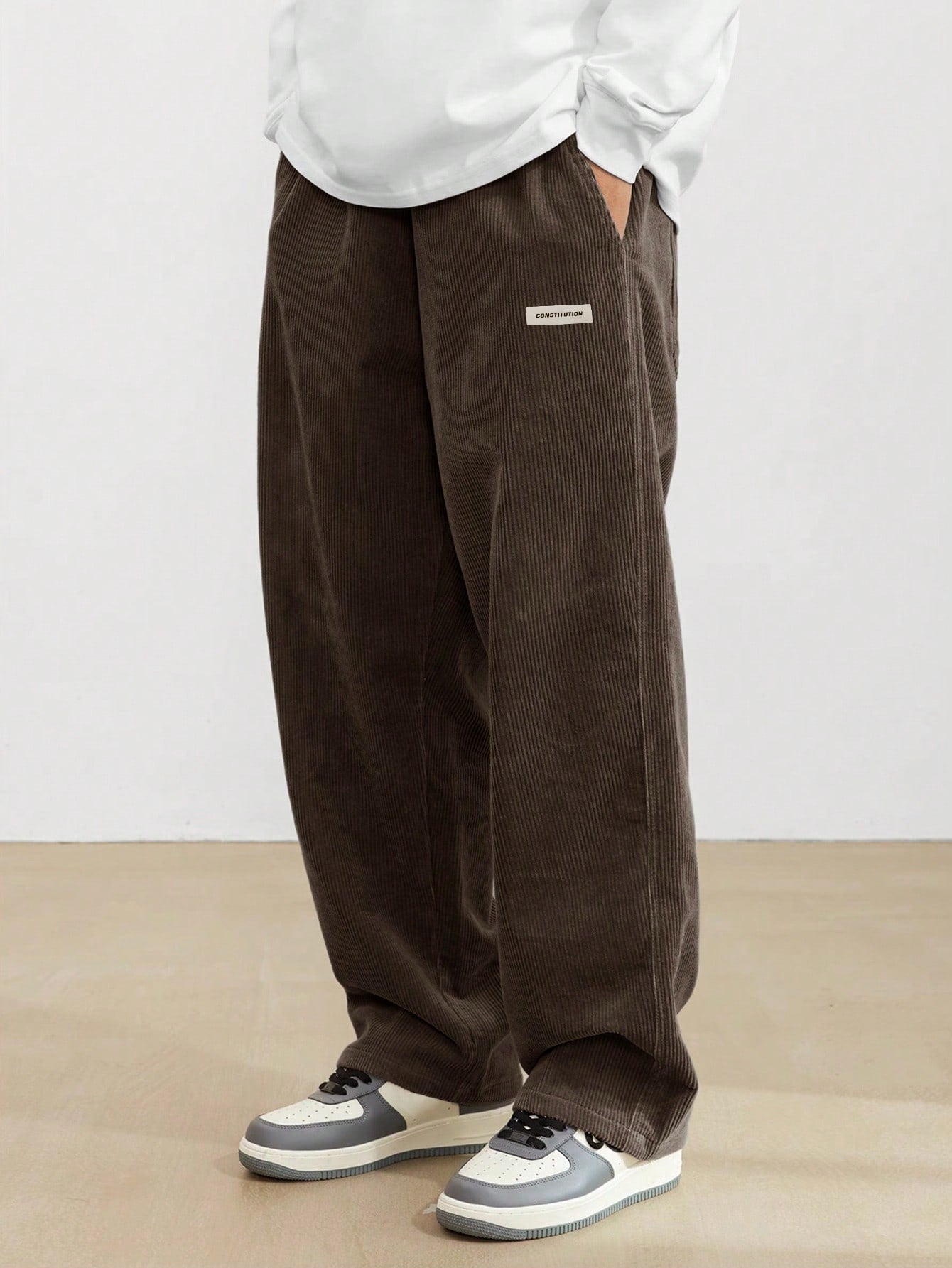 Manfinity Losse pasvorm Heren Corduroy Broeken Met Schuine zakken