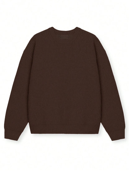 Unisex Loose Fit Beaded Pattern Casual College Style Pullover Sweater met ronde hals, lange mouwen en verlaagde schouders, minimalistisch ontwerp, warm voor herfst/winter