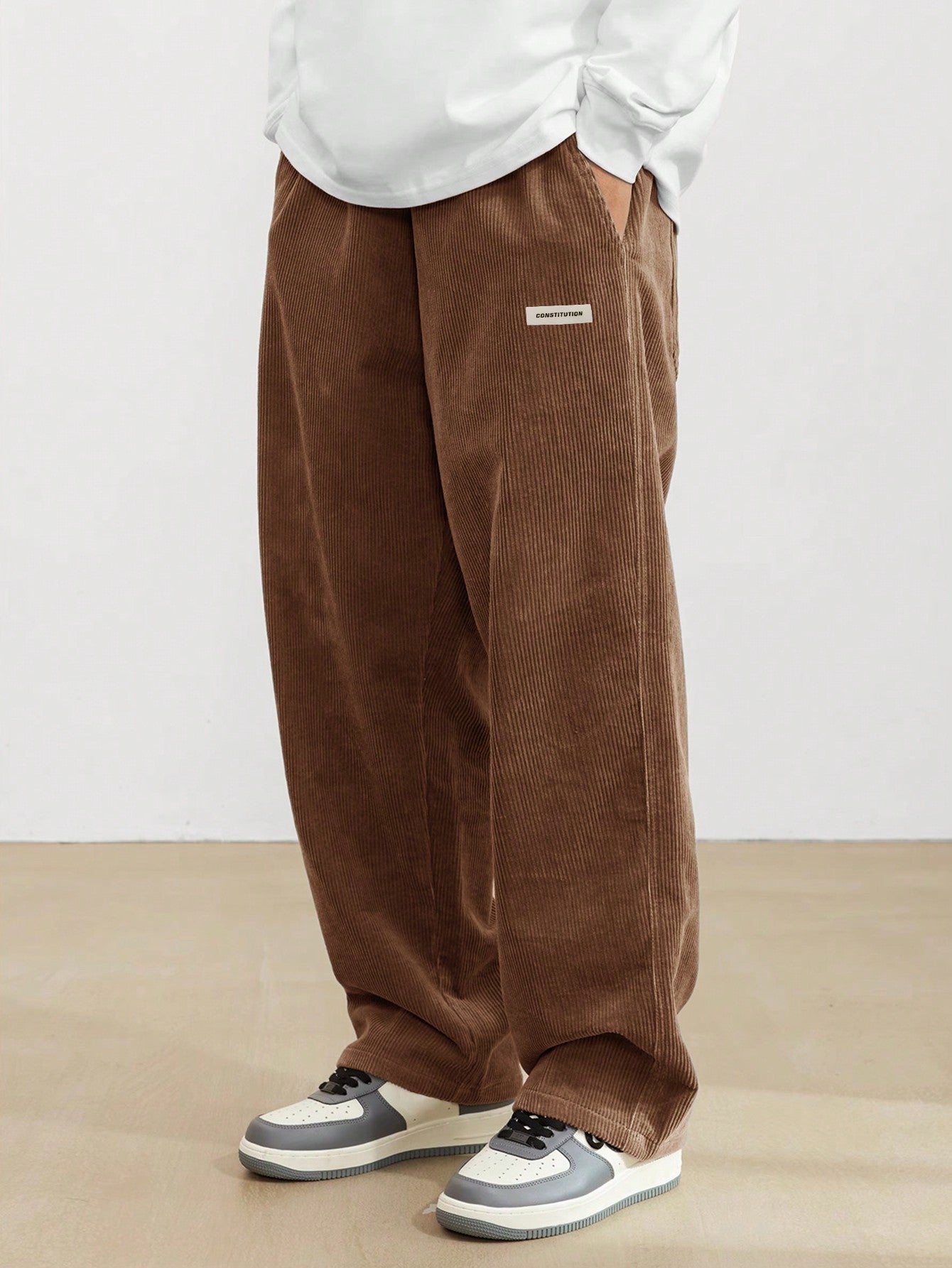 Manfinity Losse pasvorm Heren Corduroy Broeken Met Schuine zakken