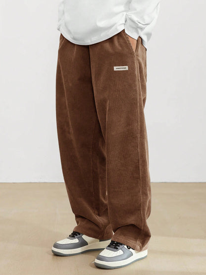 Manfinity Losse pasvorm Heren Corduroy Broeken Met Schuine zakken