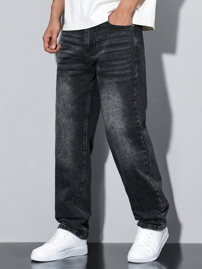 Manfinity RivetRise Herenjeans met versleten wassing