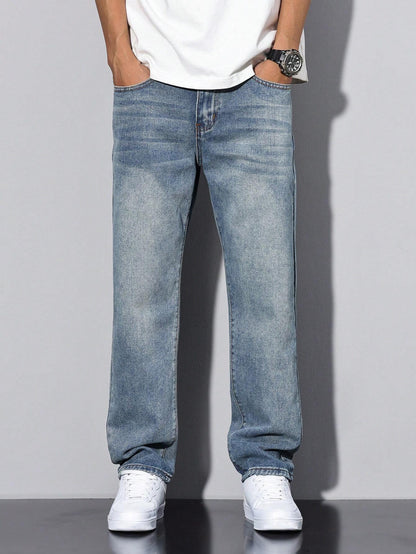 Manfinity RivetRise Herenjeans met versleten wassing