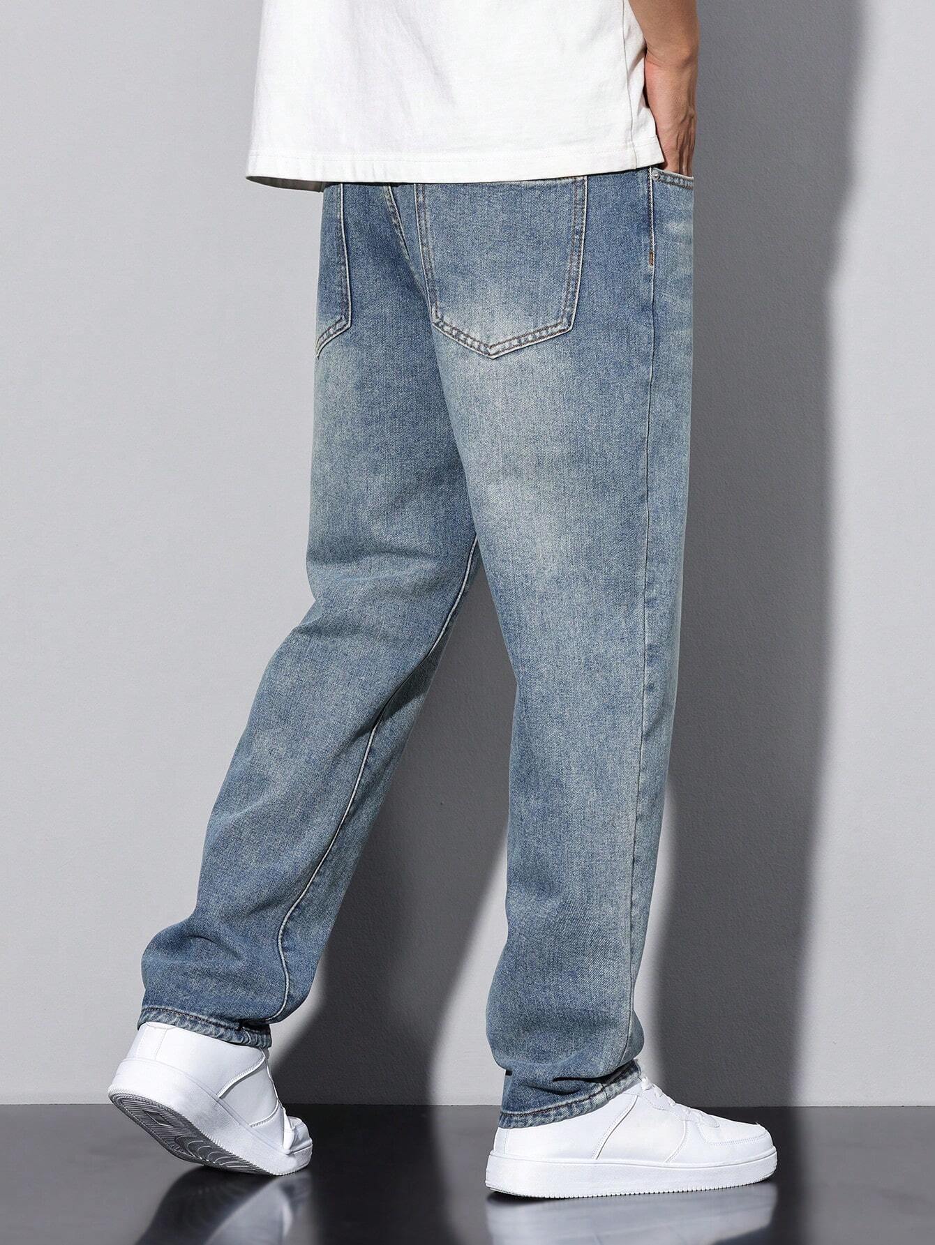Manfinity RivetRise Herenjeans met versleten wassing