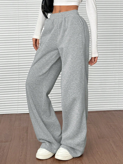 SHEIN EZwear Dames effen kleur elastische taille losse casual joggingbroek