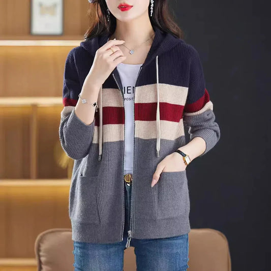 Zipper Knitted Cardigan Sweater Outer Wear