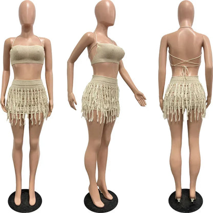 Beachwear Lace-up Backless Crop Top