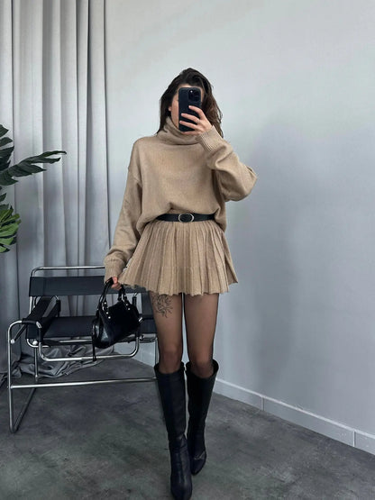 Elegant French Knitt Skirt Two Piece Set