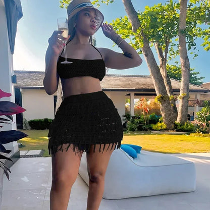 Beachwear Lace-up Backless Crop Top