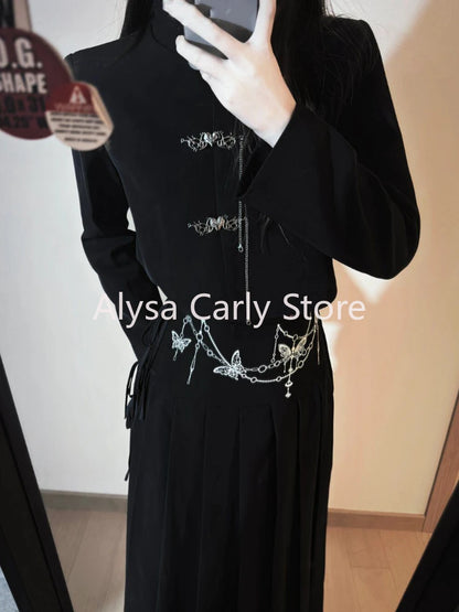 Vintage Cheongsam Women Button Crop Coat