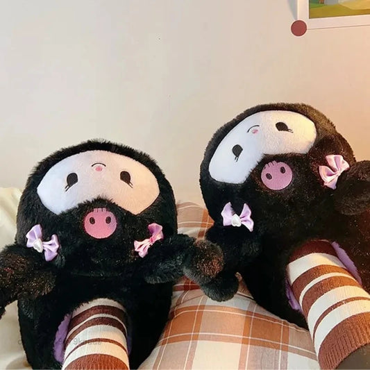 Cartoon Sanrioed Kuromi Kitty Y2K Plush Slippers