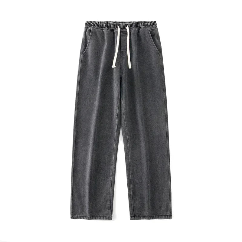 2024 nieuwe streetwear losse jeans heren koreaanse stijl mode losse rechte wijde pijpen broek heren merkkleding zwart lichtblauw