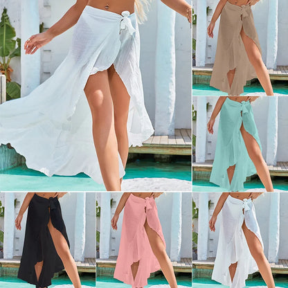 Sexy Style Women Solid Pareo Beach Bikini Cover Up