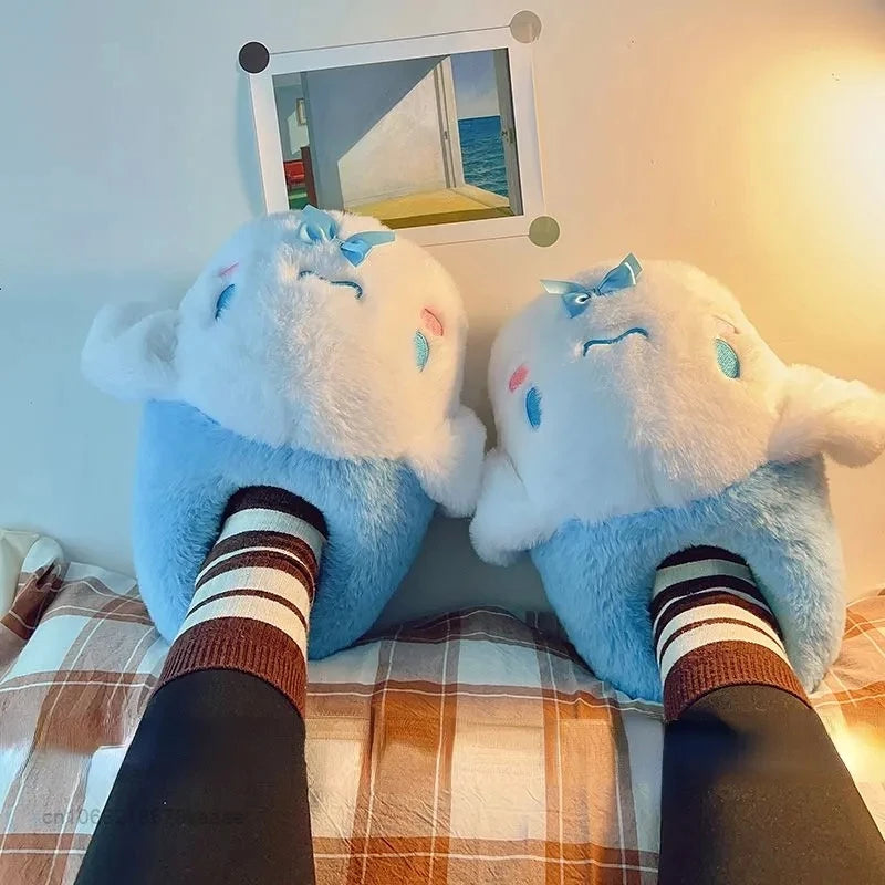 Cartoon Sanrioed Kuromi Kitty Y2K Plush Slippers