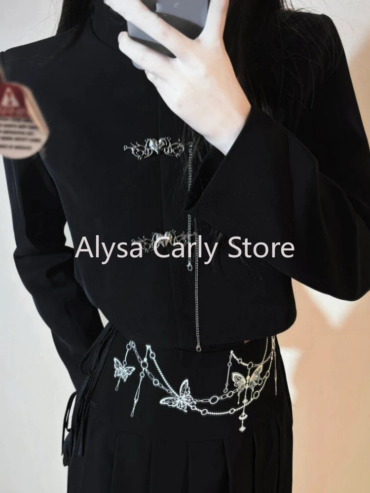Vintage Cheongsam Women Button Crop Coat