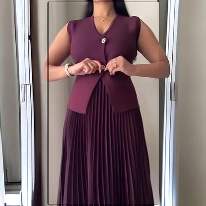 Elegant Commuting Solid Color Suit Sexy Sleeveless