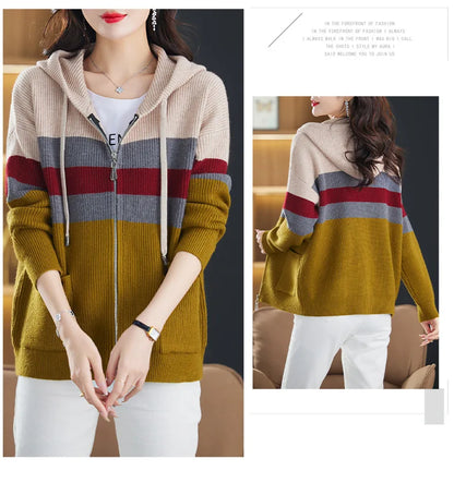 Zipper Knitted Cardigan Sweater Outer Wear