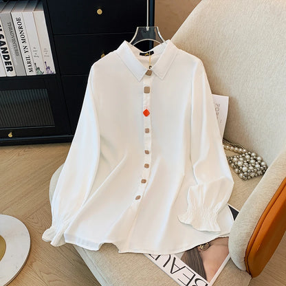 women's white and black solid color shirt elastic