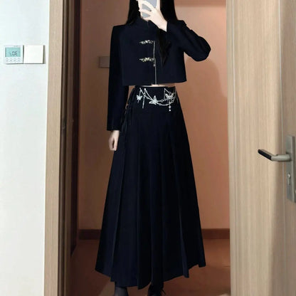 Vintage Cheongsam Women Button Crop Coat