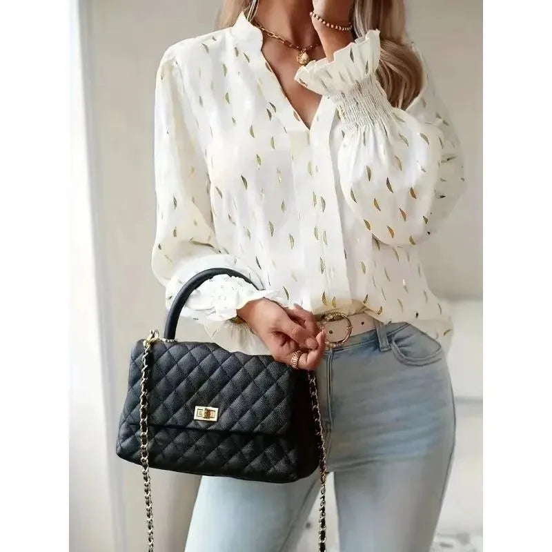 Women's Plus Size 1XL-5XL Fashion V-neck Shirt