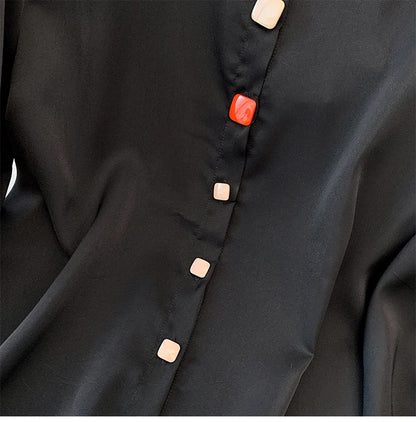 women's white and black solid color shirt elastic