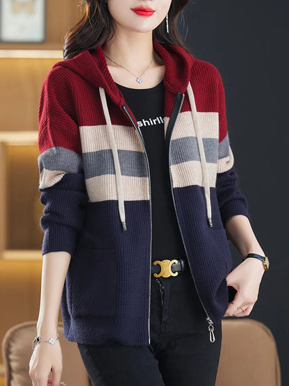 Zipper Knitted Cardigan Sweater Outer Wear