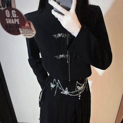 Vintage Cheongsam Women Button Crop Coat