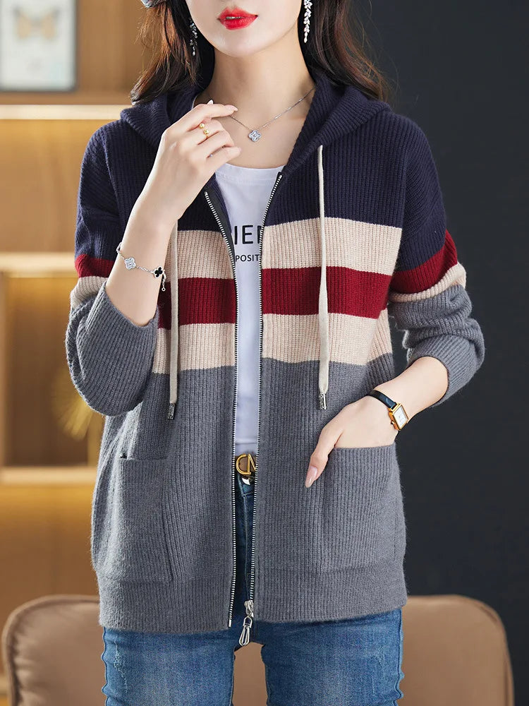 Zipper Knitted Cardigan Sweater Outer Wear